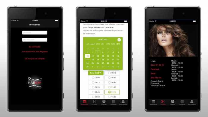Réservation sur mobile – HairDV